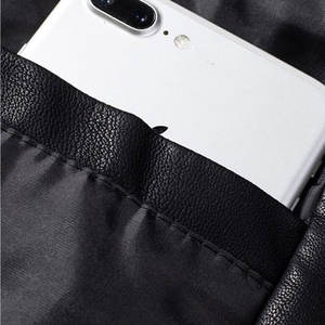 OEM all'ingrosso Logo personalizzato uomo mucca giacca di pelle di pecora agnello Bomber bicolore nero - Product Image 5