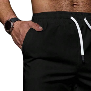 Mens Lightweight Casual Pants <b>Elastic</b> <b>Waist</b> Drawstring Straight Leg Breathable Quick Dry Summer Travel Lounge <b>Trousers</b> Black - Product Image 5