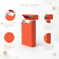 Caja de Regalo Magnética Rígida Personalizada con Tapa Plegable, en Forma de Libro, Acabado Mate Naranja, Forro Interior Estampado, Impresión a Cuatro Colores