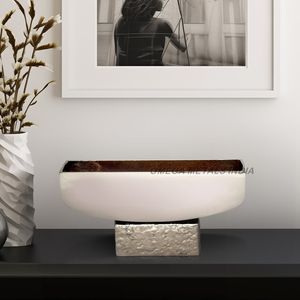 Tazón de Servir de Metal Dorado Texturizado, Tazón Decorativo Artístico Moderno para Cocina, Mesa de Comedor, Decoración de Vestíbulo de Hotel - Product Image 1