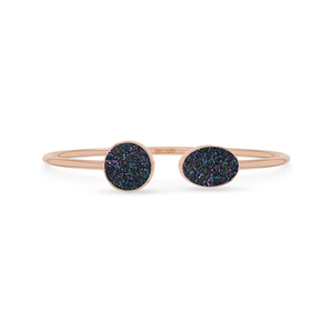 Bracelet ajustable tendance en or rose 18 carats plaqué or, finition haut de gamme, multi-torsades, avec pierre druzy, serti ovale, fait à la main, unisexe, pour tous les jours - Product Image 1