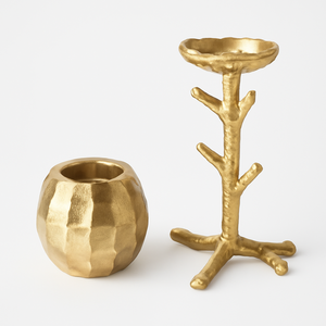 Bougeoir chauffe-plat moderne de luxe en métal doré Ensemble de 2 facettes martelées avec accent turquoise pour la décoration intérieure des mariages - Product Image 5