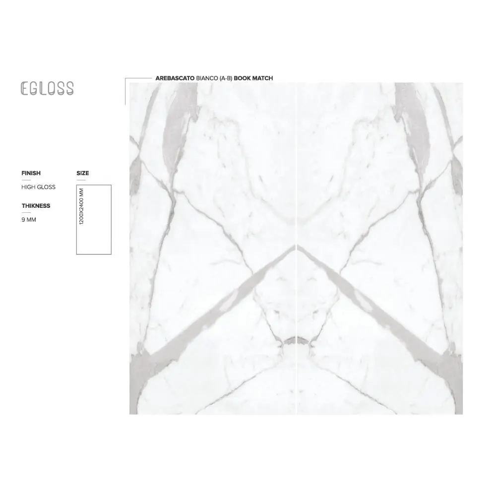 Arbascato Bianco lastra di migliore qualità bianca 120x240 sottile porcellana 1200x2400 rivestimenti per interni esterni di Design per la casa dall'india