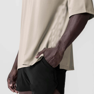 Nueva llegada 100% camisetas de algodón orgánico para hombres y mujeres diseño de letra impresa personalizada transpirable de punto hombro caído estambre - Product Image 4