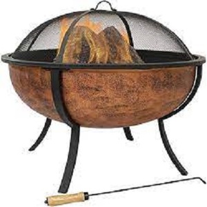 Paquete pequeño clásico para exteriores, cubierta redonda, rocas de vidrio rústico, Pellet de cerámica, Caldero de vaquero, muebles portátiles para fogatas - Product Image 5