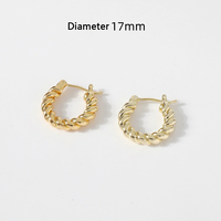 Vente en gros de boucles d'oreilles en laiton hypoallergénique plaqué or rempli de bijoux Aretes Big Hoop Twisted Stud Chunky boucle d'oreille pour les femmes