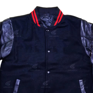แจ็กเก็ตเลตเตอร์แมนใส่สบายแขนเสื้อหนังแท้สำหรับ100% แฟชั่นล่าสุด - Product Image 1