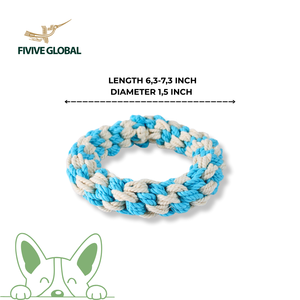 Jouet de traction pour chien en corde de coton à double anneau durable, aide à améliorer la force de préhension, réduit le stress et encourage des habitudes de mastication saines - Product Image 3