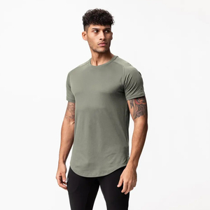 CAMISETA BÁSICA DE ALGODÓN GRIS CLARO CON CUELLO REDONDO PARA HOMBRE CAMISETA DE SECADO RÁPIDO DE BAMBÚ PARA HOMBRE CAMISETAS DE FITNESS Camisetas - Product Image 6