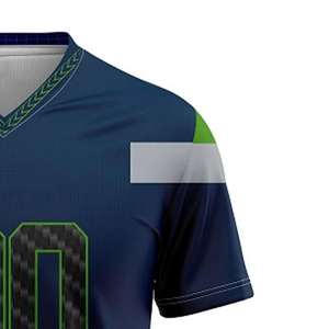 Custom <b>Navy</b> Blue American Football Jersey Personalized Team Name Number V Neck Short Breathable Mesh Anti-Bacterial Sports - Product Image 2