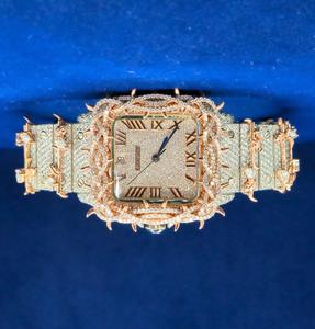 Reloj de Cuarzo de Lujo para Hombre Estilo Hip Hop con Diseño Personalizado de Espinas Totalmente Heladas, Dos Tonos, Acero Inoxidable, Moissanita y Diamantes para Negocios - Product Image 4