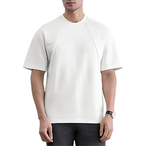 เสื้อยืดลำลองผู้ชายวินเทจฤดูร้อนเสื้อถักแขนสั้นหลวมเสื้อเจอร์ซี่พิมพ์ลายแข็งแข็งไหล่แข็งหนา260กรัมเฮฟวี่เวท - Product Image 2