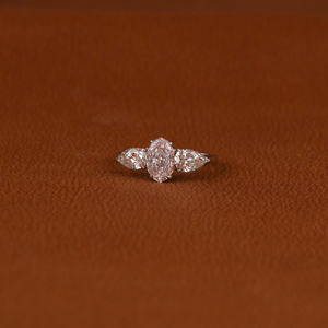 Solid 18KT Gold & Gold-Plated Custom Light Pink Oval Cut Lab Grown Diamond Engagement & Anniversary Ring IGI Certified - Product Image 2