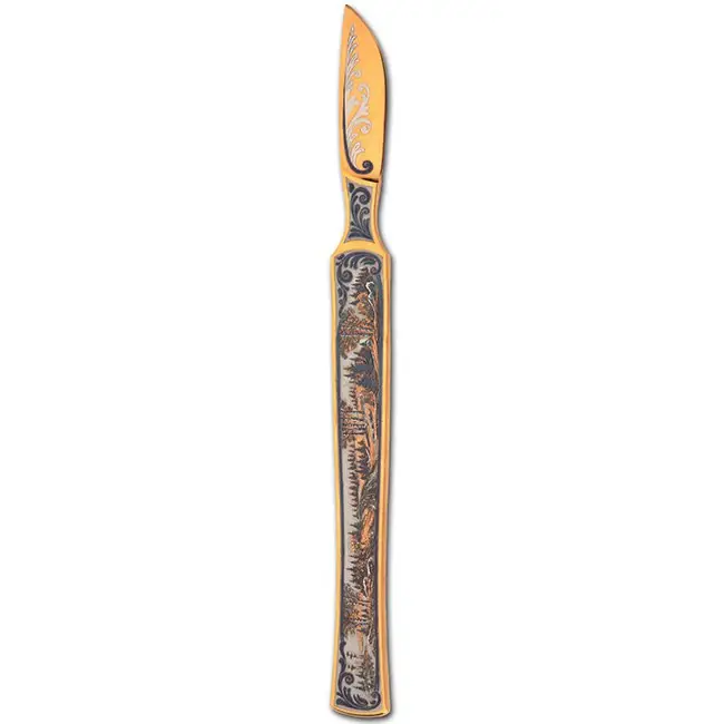 Decorated scalpel "Medecina" expensive gift with a chic unique high-quality blade made in a traditional style enamel pin