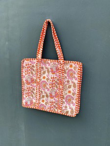 High Quality Customized Eco-Friendly Reversible Cotton <b>Quilted</b> <b>Tote</b> <b>Bags</b> Hand Block Printed Shopping <b>Bags</b> with Custom Logo Women - Product Image 4
