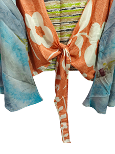 Wrap Dress Indian <b>Tunic</b> Sari Robe Bridal Gown Maternity Gown Gift Robe Beach Party Wear Indian Printed Silk Sari Kimono, - Product Image 5