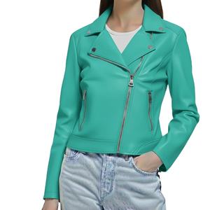 Chaqueta de Piel Auténtica de Primera Calidad, Ecológica, Tejida, con Cierre, a la Moda, para Mujer, Hecha a Medida - Product Image 1