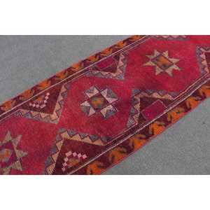 Tapis turc vintage, tapis de couloir 3x11,1 pi (90x338 cm), tapis en laine persane rouge - Product Image 5