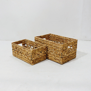 Ensemble de 4 paniers de rangement multifonctionnels en jacinthe d'eau tissés à la main, écologiques et rustiques, de forme mixte, Artex Dong Thap - Product Image 5