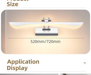 Lampe murale LED chromée de style nordique moderne, luminaire de luxe pour salle de bain, maquillage, hôtel, maison, chambre à coucher, armoire - Product Image 5