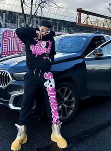 100% algodón personalizado para hombre chándal acampanado con capucha y pantalón conjunto de Color sólido transpirable conjunto - Product Image 4