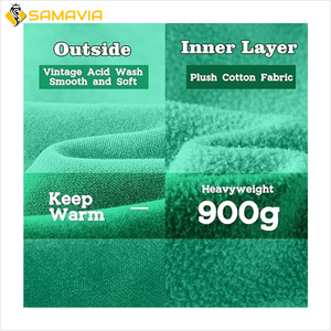 Mode urbaine Sweat à capuche surdimensionné délavé à l'acide pour hommes et femmes 100% coton avec pantalon de survêtement brodé pour l'hiver - Product Image 4