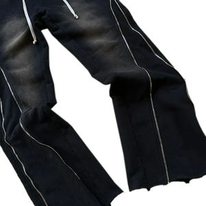 Custom Men's Black Vegan Pants Wind <b>Jogger</b> with Logo Printed Canvas Fabric Washed Polyester and <b>Nylon</b> Men's Plain Style - Product Image 4