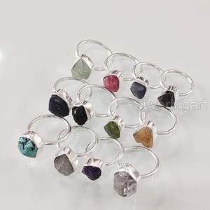 Anillo de Piedras Preciosas en Bruto para Mujer, Amatista Natural, Peridoto, Lapislázuli, Cuarzo, Joyería de Plata de Ley 925 - Product Image 5