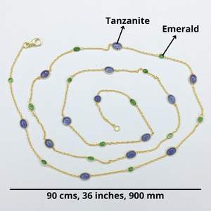 Collier en argent sterling 925 plaqué or avec pierres précieuses émeraude et tanzanite pour un usage quotidien - Product Image 3
