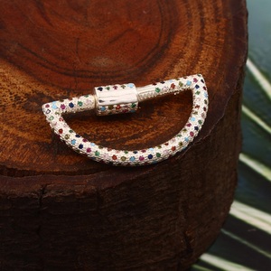 925 <b>Sterling</b> <b>Silver</b> D shape Carabiner Lock Multi-Color CZ Charms with Claw Setting <b>for</b> Women & <b>Men</b> Unisex - Product Image 6