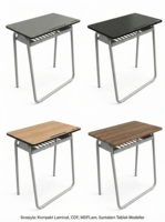 Bureau d'étudiant moderne de haute qualité avec pieds en métal en forme de U, étagère en métal perforé écologique, compact, en bois stratifié pour l'école