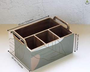 Soporte de Cubiertos de MDF gris para mesa de comedor, estante de cocina multiusos para soporte de cubiertos, soporte de cuchara para Diwali, forma rectangular - Product Image 4