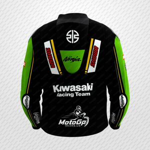 Alex Lowes Rawasaki negro motocicleta cuero de vaca/cuero de canguro pista montar/carreras hecho a medida Hump Biker Jacket CE protectores - Product Image 3