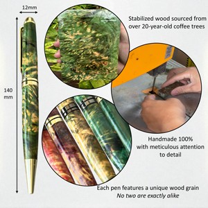 Promotional Luxury Stabilized <b>Wood</b> <b>Pens</b> Ballpoint <b>Pen</b> with Custom Logo <b>Engraved</b> Stylus Unique Burl <b>Pen</b> Sapphire Collection - Product Image 6