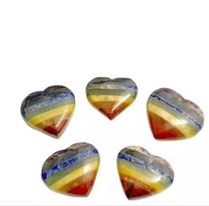Exportador indio de piedras en forma de corazón de siete chakras para tiendas metafísicas o juegos de regalo y terapia de cristal disponibles para la venta - Product Image 5