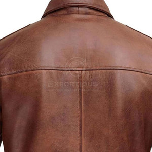 Veste en cuir d'hiver pour homme de qualité supérieure, légère, réglable, respirante, avec col montant et logo sur le devant - Product Image 6