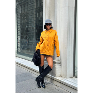 Veste en daim moutarde pour femme - Product Image 5