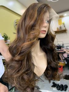 Perruque naturelle ondulée en cheveux humains vietnamiens, avec dentelle transparente et HD LUXURY, provenant de donneurs vierges, couleur piano - Product Image 5