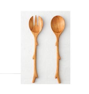 Dernier outil à salade en bois Ensemble de couverts à salade à la main Ensemble de serveurs à salade en bois d'acacia de style américain - Product Image 3