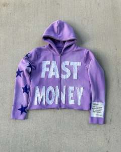 OEM personalizado de los hombres Vintage con capucha francés Terry Zip Sudadera con capucha transpirable de gran tamaño de algodón pesado Sun Faded ácido lavado de impresión para el invierno - Product Image 5