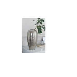 Florero de METAL plateado brillante para decoración del hogar, florero de aluminio brillante, diseño antiguo - Product Image 1