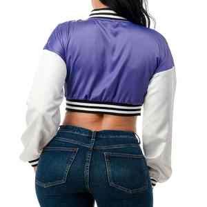 Chaqueta Deportiva Corta de Satén de Seda para Mujer, Edición Premium, Atuendo Moderno, Color Sólido, Chaqueta Deportiva de Satén para Mujer - Product Image 6