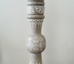 Modest White Wooden Candle Holder Featuring Traditional Print For Living Room Decor Festive Setup And Soft Illumination - Product Image 6