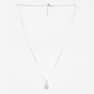 Colgante Solitario de Plata Rosa de Moda con Baño de Rodio en Cadena de Oro Blanco, Oro Rosa y Oro Platino de 18k para Compromiso - Product Image 4