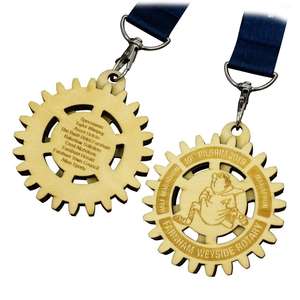 Medallas deportivas personalizadas, de madera, con logotipo personalizado, para fútbol - Product Image 1