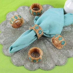 Elegantes servilleteros para bodas, fiestas, diseño exclusivo de bastón de plástico tejido, agrega elegancia a su mesa de comedor, papel de madera hecho - Product Image 6