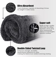 Serviettes de lavage auto en microfibre torsadée sans bords, séchage rapide, double absorption, 1300 g/m², super absorbantes, pour usage domestique
