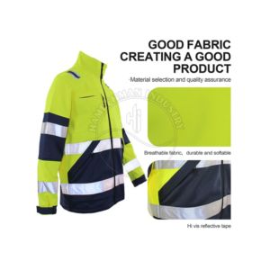 เสื้อแจ็คเก็ตกันน้ำสะท้อนแสงสำหรับผู้ชาย, มีกระเป๋าสะท้อนแสงปรับได้ปรับแต่งโลโก้ได้ - Product Image 4