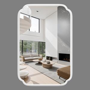 Contemporary Metal Iron Framed Gold <b>Accent</b> Wall <b>Mirror</b> Art Deco Design Unique Notched Corner Wedding Home Decor - Product Image 2