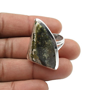 Unique Design 925 Sterling Silver Natural Ocean Jasper Gemstone Trillion Shape Classy <b>Ring</b> Handmade <b>Boho</b> Jewelry Halloween Gift - Product Image 3